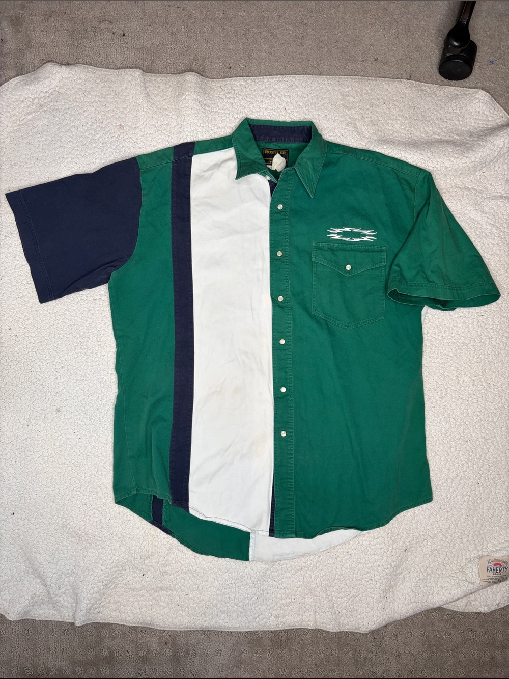 Vintage Rustler By Wrangler Pearl Snap Short Sleeve Shirt: Size Large